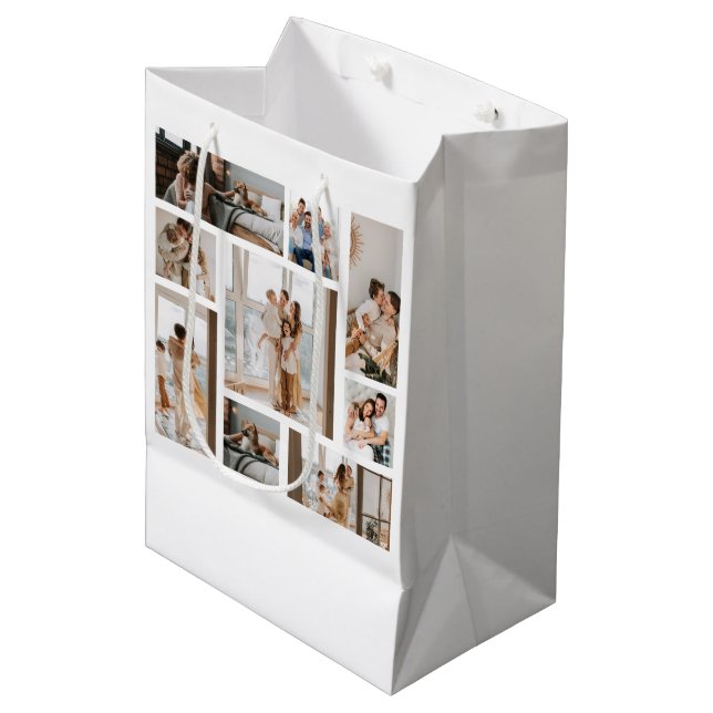 9 Photo Collage Template Personalise Medium Gift Bag (Front Angled)