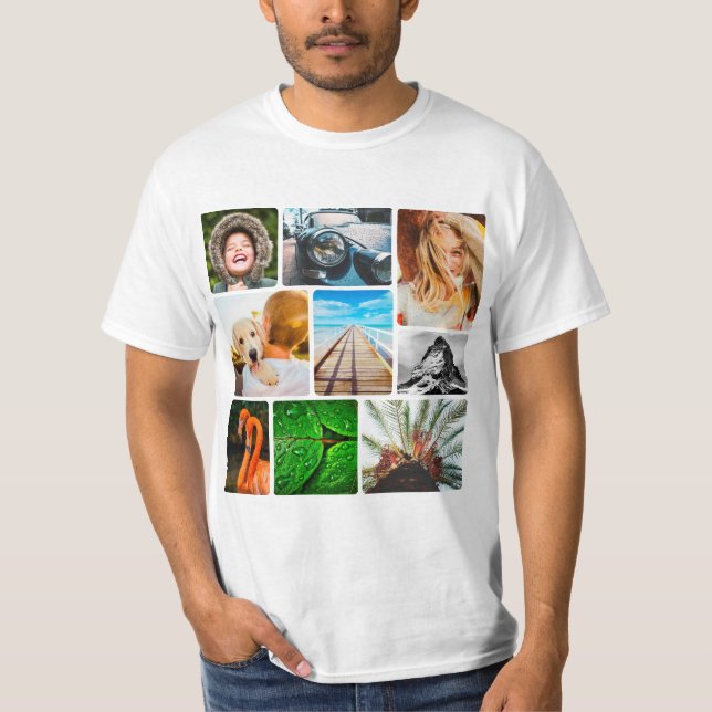 9 Photo Collage Template Rounded Corners T-Shirt (Front)