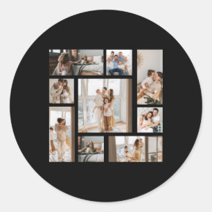 9 Photo Collage Template T Shirt Classic Round Sticker