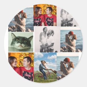9 Photo Custom Personalised Collage Classic Round Sticker