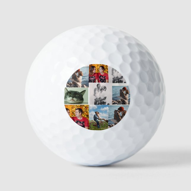 9 Photo Custom Personalised Collage Golf Balls (Front)