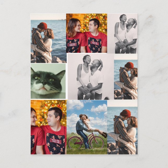 9 Photo Custom Personalised Collage Postcard (Front)