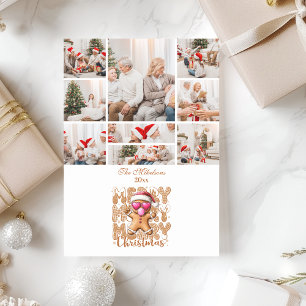 9 Photo Cute Gingerbread Merry Christmas Holiday Card
