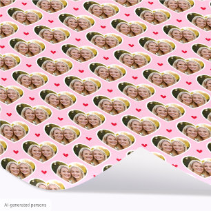 9 Photo Cute Love Heart Elegant Pink Pattern Wrapping Paper
