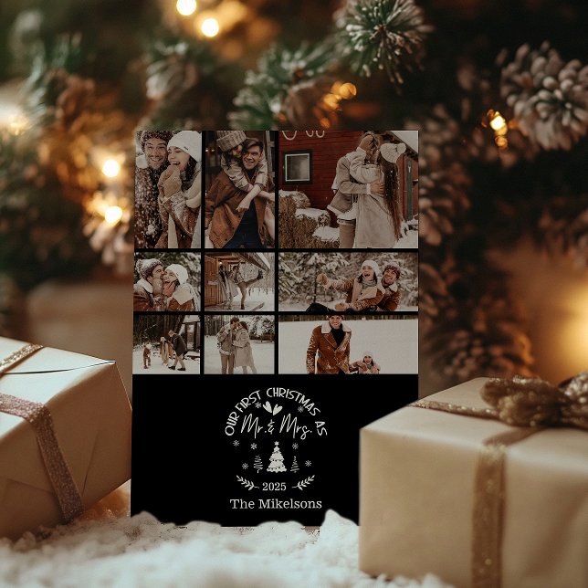9 Photo First Christmas as Mr. & Mrs Holiday Card (Creator Uploaded)