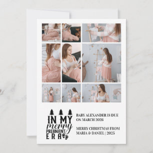 9 Photo In My Merry Pregnant Era Christmas Holiday Card