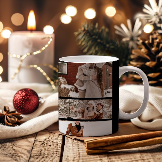 9 Photo Minimalist First Christmas Engaged Coffee Mug (Creator Uploaded)