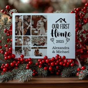 9 Photo Minimialist Christmas Our First Home Holiday Card