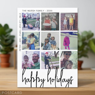 9 Photo Offset - Happy Holidays Black and White - Holiday Postcard