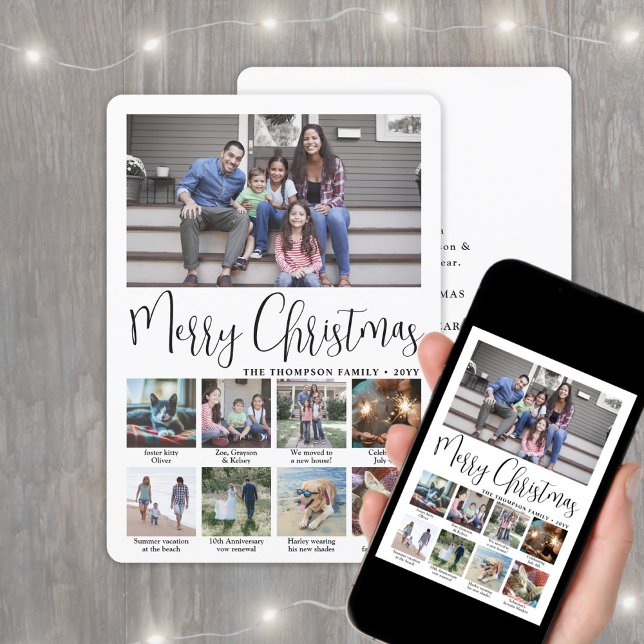 9 Photo Script Merry Christmas Year in Review Holiday Card (Creator Uploaded)