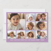 9 Photo Square Collage - lavender with white text