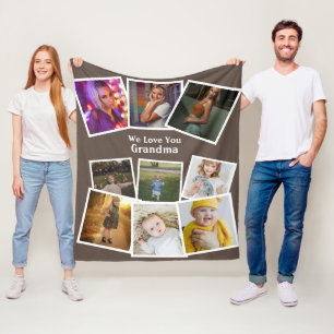 9 Photo Template And Text Personalised Custom Made Fleece Blanket