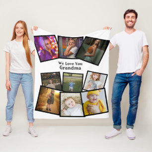 9 Photo Template And Text Personalised Custom Made Fleece Blanket