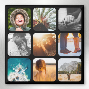9 Photo Template Square Grid Rounded Frame Fridge Magnet