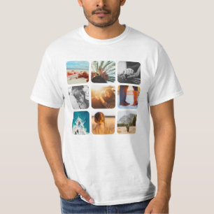 9 Photo Template Square Grid Rounded Frame T-Shirt
