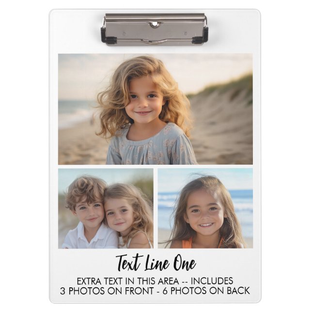 9 Photos - 3 Front, 6 Back - Black Text on White Clipboard (Front)
