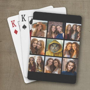 9 Photos - Minimal Grid on Black Background Playing Cards