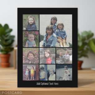 9 Photos - Minimal Grid on Black Background Postcard