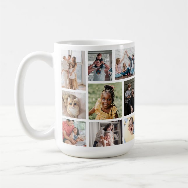 9 photos with Family Name  Coffee Mug (Left)