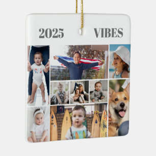 9 Picture Photo Collage Ceramic Ornament