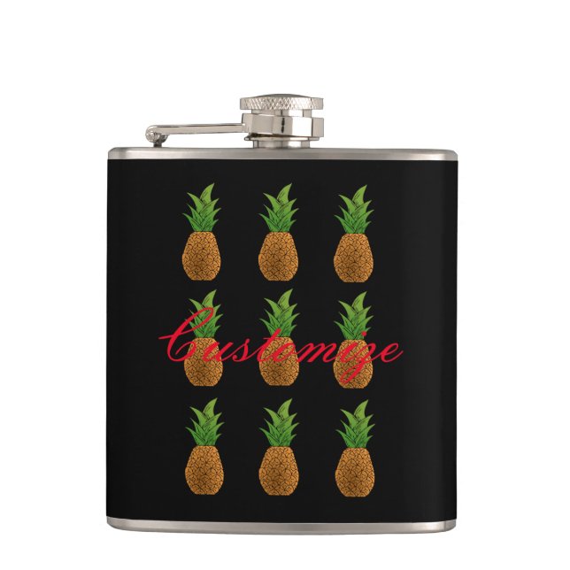 9 pineapples Thunder_Cove Hip Flask (Front)