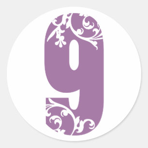 #9 Purple Floral Classic Round Sticker