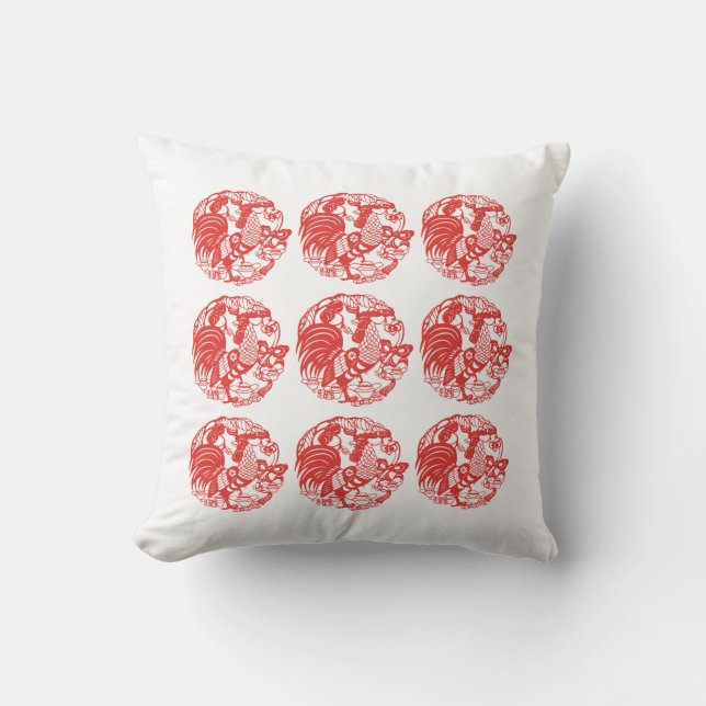 9 Roosters for Longevity Rooster Year 2017 pillow (Front)