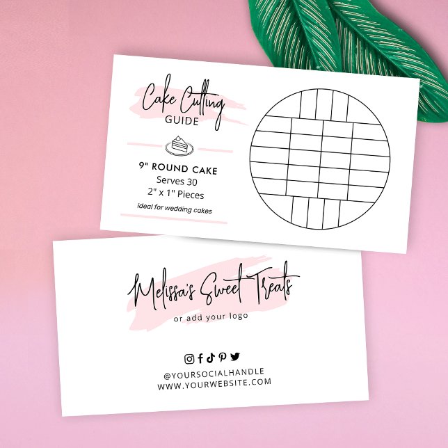 9" Round Cake Cutting Guide 2x1" Portions Size Enclosure Card (9 inch round wedding cake cutting guide)