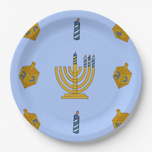 9” round Chanukah paper plate (Front)