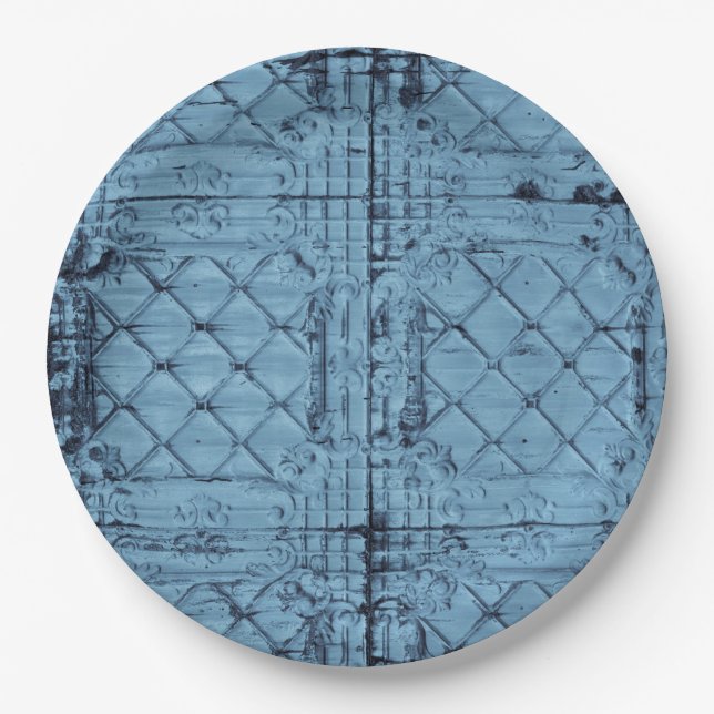 9" Round Paper Plate Rustic Tin Panel Ceiling Coun (Front)