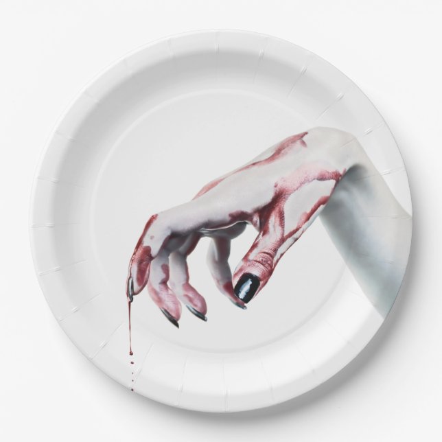 9" Round Paper Plate zombie blood drip vampire Got (Front)