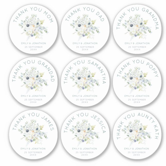 9 Small Individual Name Thank You Wedding Floral (Front)