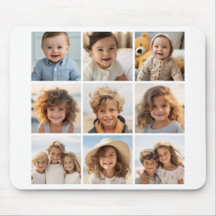 9 Square Photo Collage - Black and White Mouse Pad