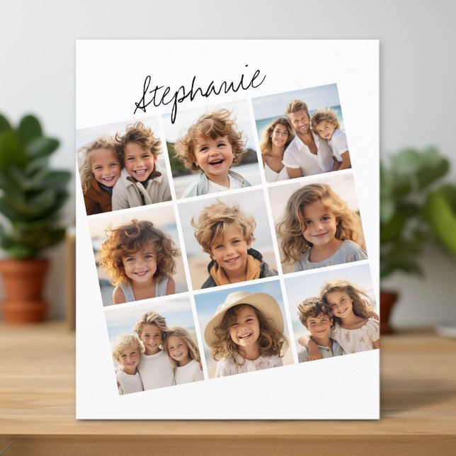 9 Square Photo Collage - Black and White Notecard (Photo Note Card)