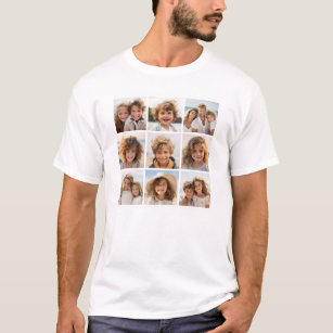 9 Square Photo Collage - Black and White T-Shirt