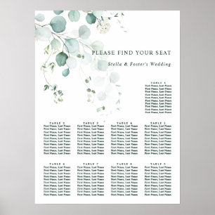 9 Table Elegant Green Foliage Seating Chart 
