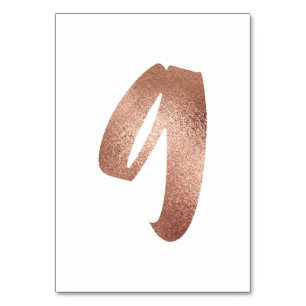 9 Table  Number White Metallic Pink Rose Gold