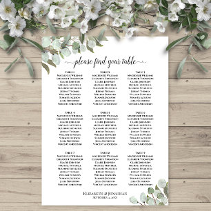 9 Table Rustic Eucalyptus Wedding Seating Chart