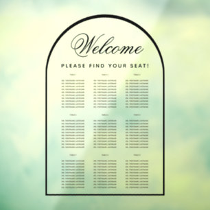 9 Table Seating Chart - Transparent Modern Arch