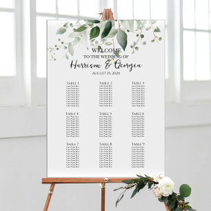 9 tables greenery elegant wedding seating chart
