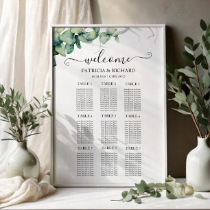 9 Tables Rustic Greenery Wedding Seating Chart