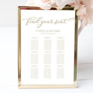 9 Tables Wedding Seating Chart Chic Gold Script