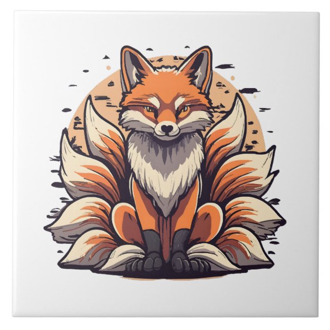 9 Tailed Fox Spirt Ceramic Tile (Front)
