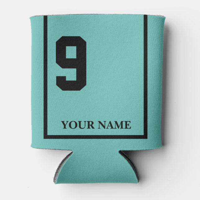 9 Turquoise with Black Horse Saddle Blanket Custom Can Cooler (Front)