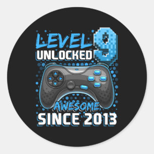 9 Unlocked Awesome 2013 Video Game 9th Birthday 3 Classic Round Sticker