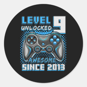 9 Unlocked Awesome 2013 Video Game 9th Birthday 4 Classic Round Sticker
