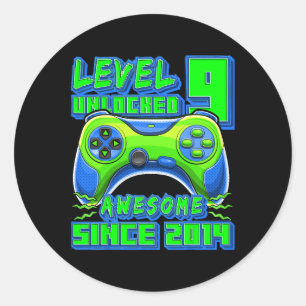 9 Unlocked Awesome 2014 Video Game 9th Birthday Bo Classic Round Sticker