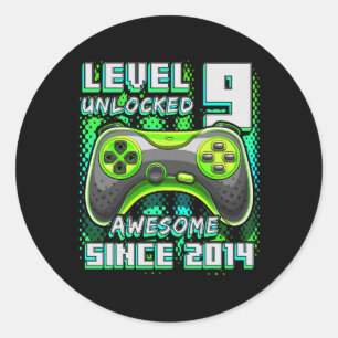 9 Unlocked Awesome 2014 Video Game 9th Birthday Bo Classic Round Sticker