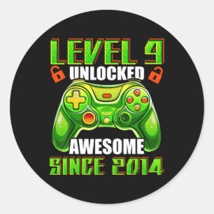 9 Unlocked Awesome 2014 Video Game 9th Birthday Bo Classic Round Sticker