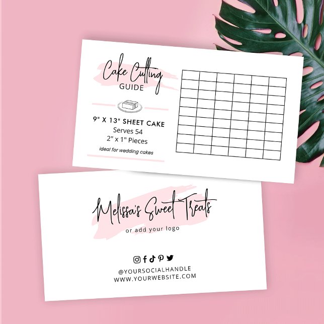 9" x 13" Sheet Cake Cutting Guide Wedding Portions Enclosure Card (Wedding cake cutting guide for 9x13" sheet cake)